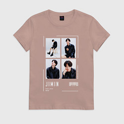 Футболка хлопковая женская Jimin bts selfie, цвет: пыльно-розовый