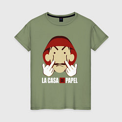 Футболка хлопковая женская Fuck you bella ciao, цвет: авокадо