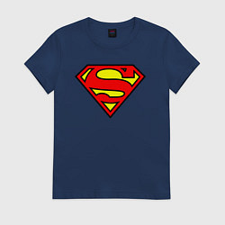 Футболка хлопковая женская Superman logo, цвет: тёмно-синий