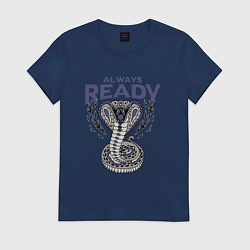 Футболка хлопковая женская Всегда готов y2k, цвет: тёмно-синий