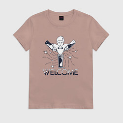 Футболка хлопковая женская Добро пожаловать в бар, цвет: пыльно-розовый