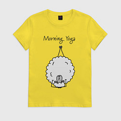 Футболка хлопковая женская Овечка - йога, цвет: желтый