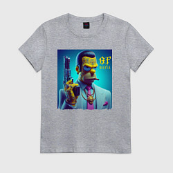 Футболка хлопковая женская Homer Simpson - godfather of the mafia, цвет: меланж