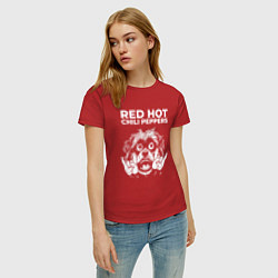 Футболка хлопковая женская Red Hot Chili Peppers rock dog, цвет: красный — фото 2