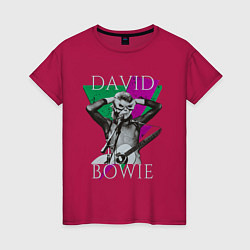 Футболка хлопковая женская David Bowie hand goggles, цвет: маджента
