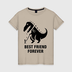 Футболка хлопковая женская Godzilla best friend, цвет: миндальный