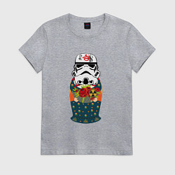 Футболка хлопковая женская Имперская матрёшка, цвет: меланж