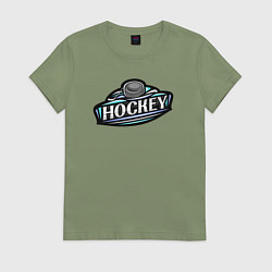 Футболка хлопковая женская Hockey sport, цвет: авокадо