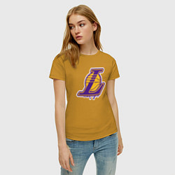 Футболка хлопковая женская Lakers team, цвет: горчичный — фото 2