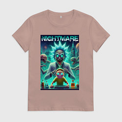 Футболка хлопковая женская Morty Smiths nightmare - neon glow, цвет: пыльно-розовый