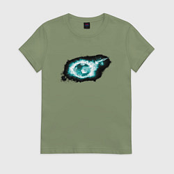 Футболка хлопковая женская Горящий мяч, цвет: авокадо