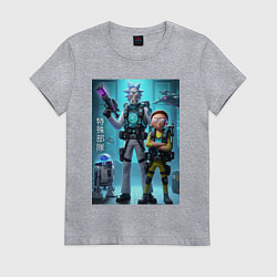 Футболка хлопковая женская Rick and Morty - cyber special forces, цвет: меланж