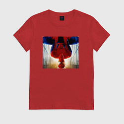 Футболка хлопковая женская Новый человек паук, цвет: красный