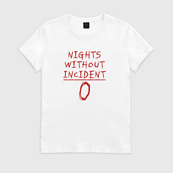 Футболка хлопковая женская Ночи без происшествий 0, цвет: белый