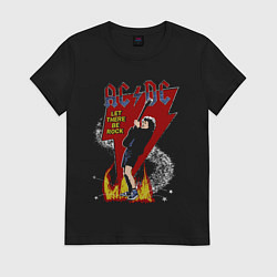 Футболка хлопковая женская ACDC rock, цвет: черный