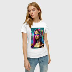 Футболка хлопковая женская The Gioconda of our days is eclectic, цвет: белый — фото 2