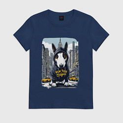 Футболка хлопковая женская Булли - нью-йоркский хулиган, цвет: тёмно-синий