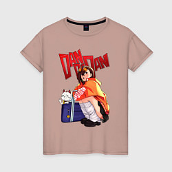 Футболка хлопковая женская Момо Аясэ: Турбо Бабка, цвет: пыльно-розовый