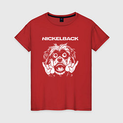 Футболка хлопковая женская Nickelback rock dog, цвет: красный