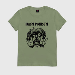 Футболка хлопковая женская Iron Maiden - rock dog, цвет: авокадо