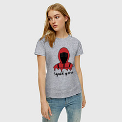 Футболка хлопковая женская Squid game man, цвет: меланж — фото 2
