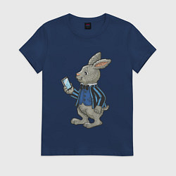 Футболка хлопковая женская Деловой зайчик, цвет: тёмно-синий