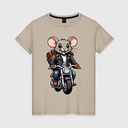 Футболка хлопковая женская Biker mice, цвет: миндальный