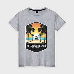 Футболка хлопковая женская Пляж Голливуда, цвет: меланж