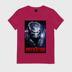 Футболка хлопковая женская Predator in the helmet, цвет: маджента