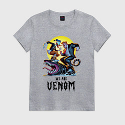 Футболка хлопковая женская Два Дональда на Веноме - мем, цвет: меланж