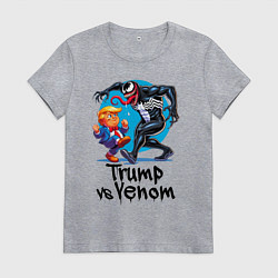 Футболка хлопковая женская Venom vs Donald Trump - ai art fantasy, цвет: меланж
