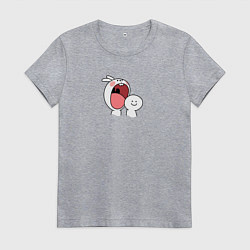 Футболка хлопковая женская Мультяшный кролик для пары, цвет: меланж