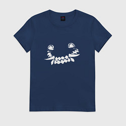 Футболка хлопковая женская Демоническая улыбка, цвет: тёмно-синий