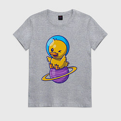 Футболка хлопковая женская Утёнок на сатурне, цвет: меланж