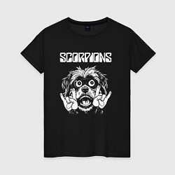 Футболка хлопковая женская Scorpions rock dog, цвет: черный