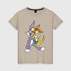 Футболка хлопковая женская Bugs Bunny - Lola Bunny, цвет: миндальный