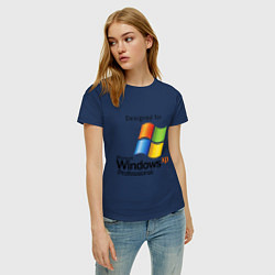 Футболка хлопковая женская Предназначен для windows xp, цвет: тёмно-синий — фото 2