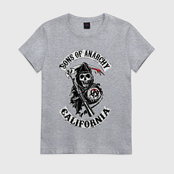 Футболка хлопковая женская Sons of anarchy - logo, цвет: меланж