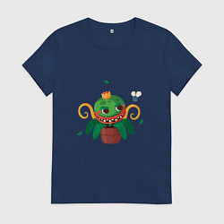 Футболка хлопковая женская Королевский цветок, цвет: тёмно-синий