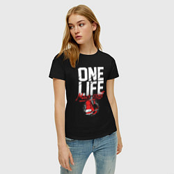 Футболка хлопковая женская One life many fight, цвет: черный — фото 2