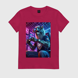 Футболка хлопковая женская Крутой волчара - киберспорт, цвет: маджента