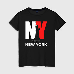 Футболка хлопковая женская The city of New York, цвет: черный
