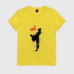 Футболка хлопковая женская Кикбоксинг атака, цвет: желтый