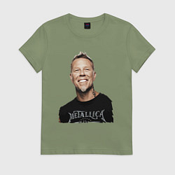Футболка хлопковая женская James Alan Hetfield - Metallica leader, цвет: авокадо