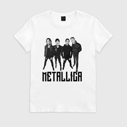 Футболка хлопковая женская Metallica - cool guys, цвет: белый