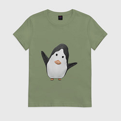 Футболка хлопковая женская Cartoon penguin, цвет: авокадо