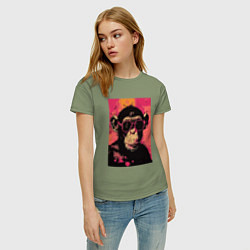 Футболка хлопковая женская Крутая обезьянка, цвет: авокадо — фото 2