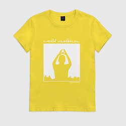 Футболка хлопковая женская Depeche Mode world violation, цвет: желтый