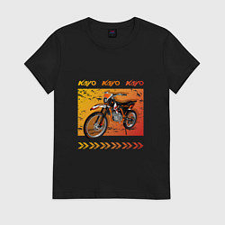 Футболка хлопковая женская Kayo эндуро мотоцикл, цвет: черный