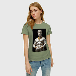 Футболка хлопковая женская Античный герой с цепочкой, цвет: авокадо — фото 2